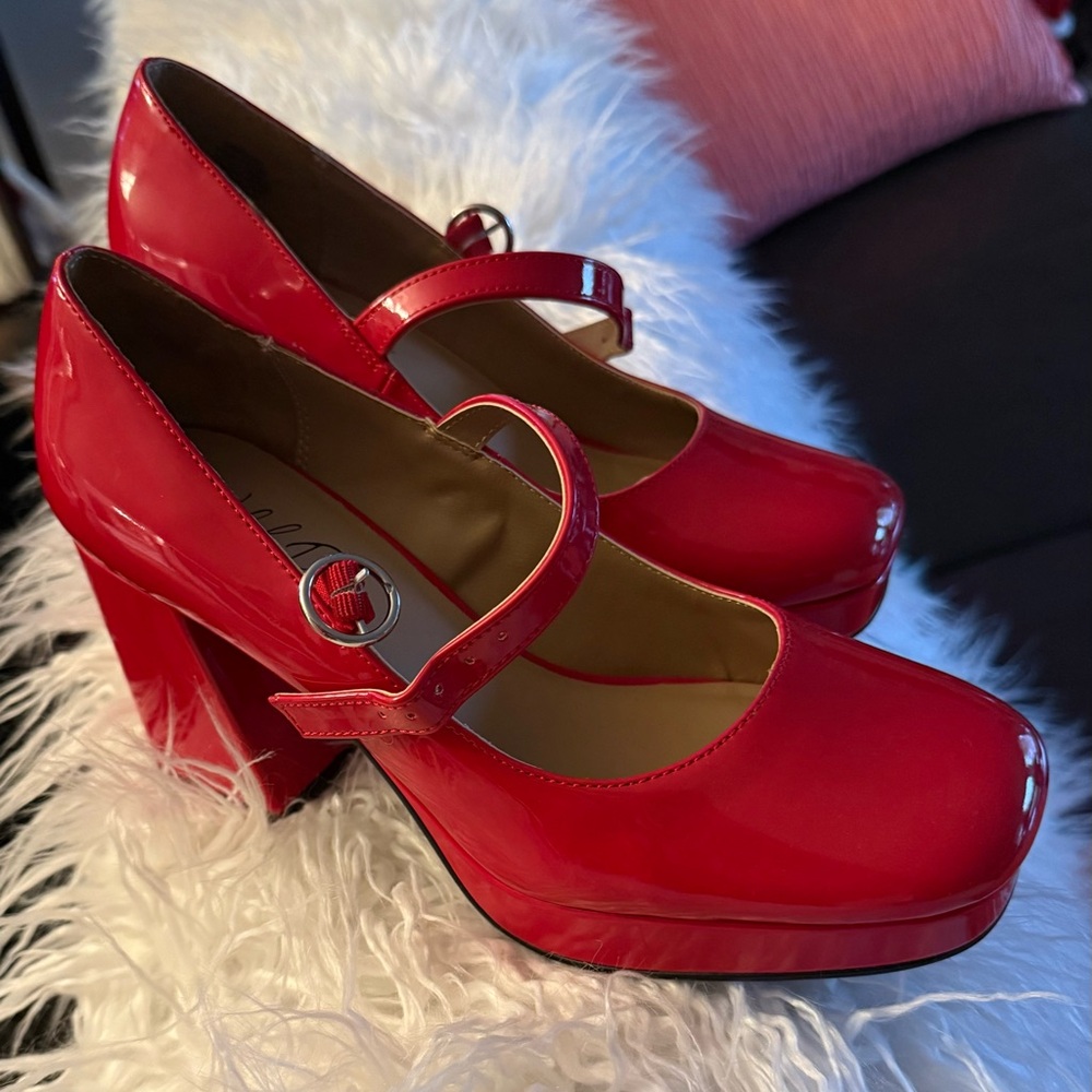 Stylish Red Mary Jane Heels